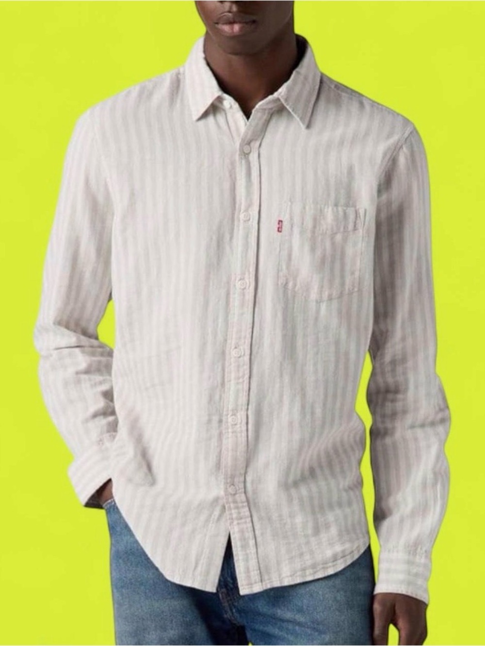 Levi's Men's Light Beige Striped Button-Down Shirt
